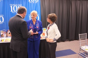 First Lady Sandra Deal (center) speaks about the importance of literacy. - Photo by Mike Eden