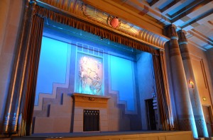 More than 500 hand-cut stencils were used to paint the Fox's Egyptian Ballroom.  Ramsey the second is depicted with a slave in the ballroom. "It is important that our guests see us working," Fortune said of the theatre's constant renovations. 