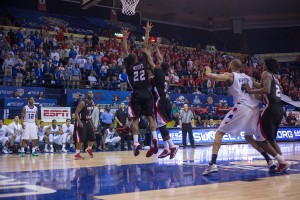 Photo Courtesy: Chris Shattuck Ragin' Cajun's coach Bob Marlin said he switch his defense to a zone in the second half and said it put his team back into the game.