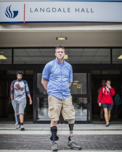 Adam Hygema, a Veteran of the Navy with a prosthetic leg and a former Georgia State student, uses the VA as little as possible to avoid the hard time they give them veterans. Photo by: Jason Luong