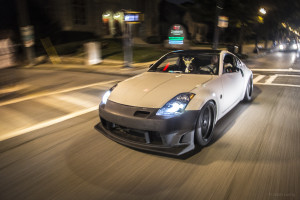 Kevin Ha driving his Nissan 350z through the streets of Atlanta.  Photo by Jason Luong | The Signal 