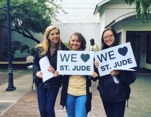 Students apart of the organization St. Jude Up 'til Dawn pose in Library Plaza. Photo Submitted | St. Jude Up 'til Dawn