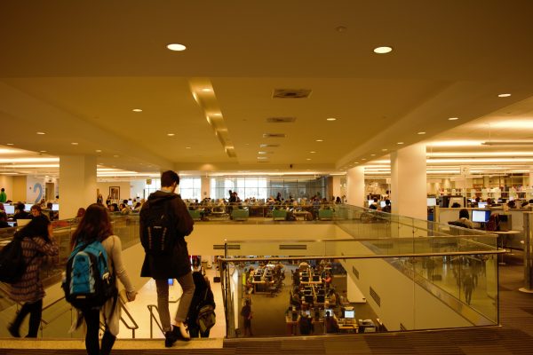 Students keep bustling through Library North after the morning robberies | Photo by Sean Keenan