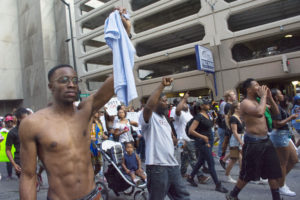 Thousands marched through the streets of Downtown Atlanta in protest of recent police shootings. July 8, 2016. Photo by Jade Johnson | The Signal