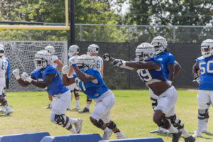Georgia State defensive linemen go through drills during practice. The Panthers are predicted to have a successful season. Photo by Dayne Francis | The Signal 