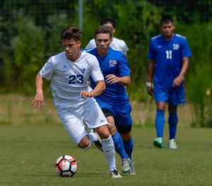 Midfielder Hannes Burmeister runs down the field on the attack for another goal during a game against University of Memphis,  Aug 28.  Photo Submitted by Georgia State Athletics 