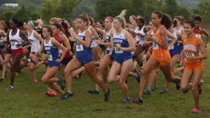 The Georgia State cross country team gets ready to run in the Sun Belt Championships, Oct. 29.  Signal Archives 