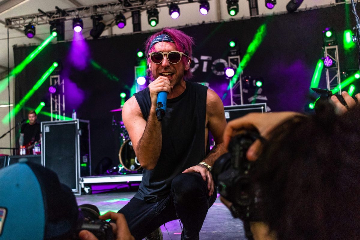 Alex Gaskarth, lead singer of All Time Low, performing at the Ponce de Leon stage on day three of Shaky Knees.
Photo by Vanessa Johnson | The Signal
